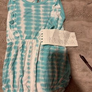 Kyte baby riptide Blue and White Tie-Dye Sleeveless romper